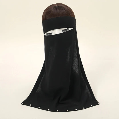 Black Beading Chiffon Niqab for Women