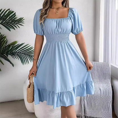 Women's Square Neck Ruffle Dress
