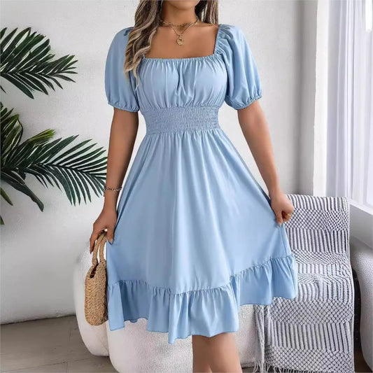Women's Square Neck Ruffle Dress