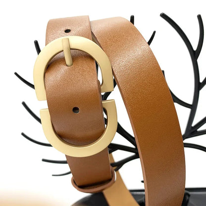 Women's Designer PU Belt - Fashionable Casual Black Waist Belt for Jeans