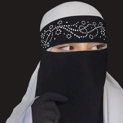Black Beading Chiffon Niqab for Women