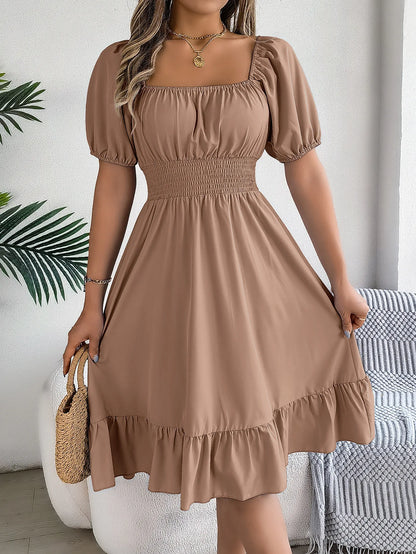 Women's Square Neck Ruffle Dress