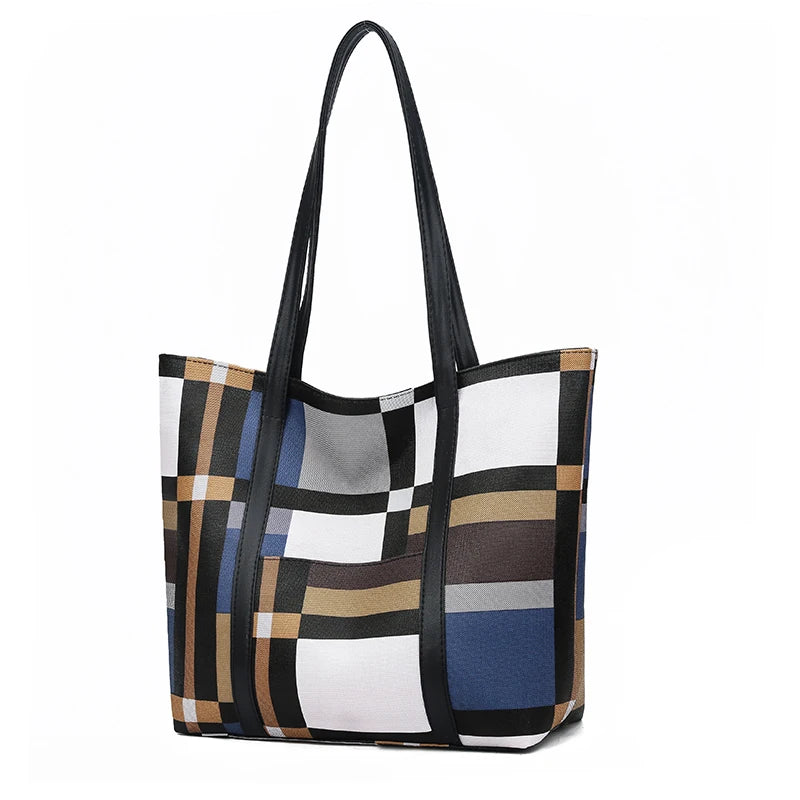 Plaid Large Capacity Shoulder Bag