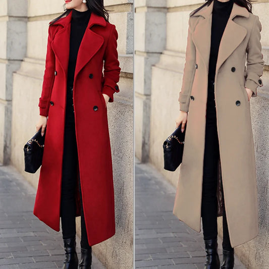 Woolen Long Trench Coat