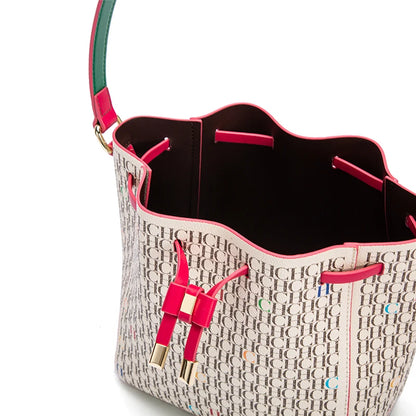 Letter Print Drawstring Bucket Bag