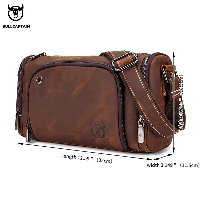BULLCAPTAIN Men's Crazy Horse Messenger Bag