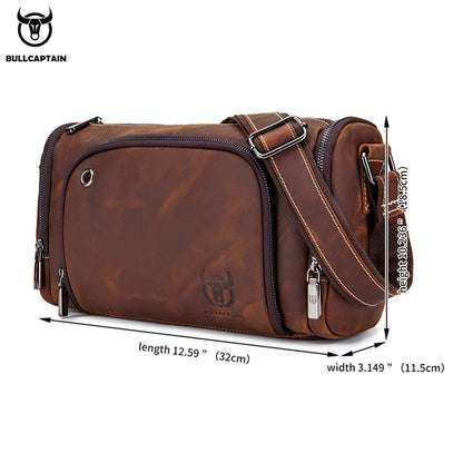BULLCAPTAIN Men's Crazy Horse Messenger Bag