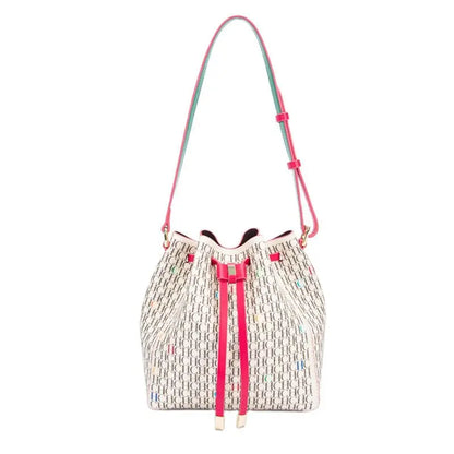 Letter Print Drawstring Bucket Bag