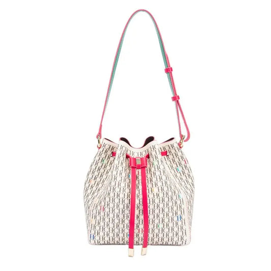 Letter Print Drawstring Bucket Bag