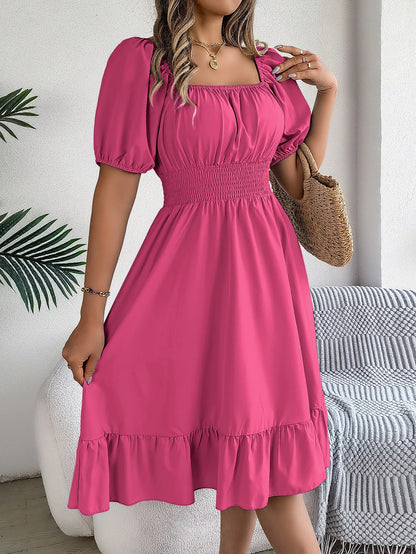 Women's Square Neck Ruffle Dress