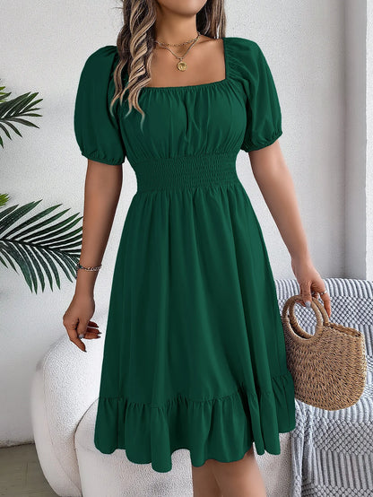 Women's Square Neck Ruffle Dress