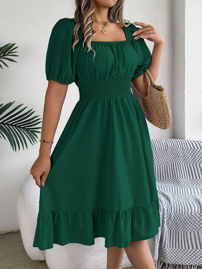 Women's Square Neck Ruffle Dress