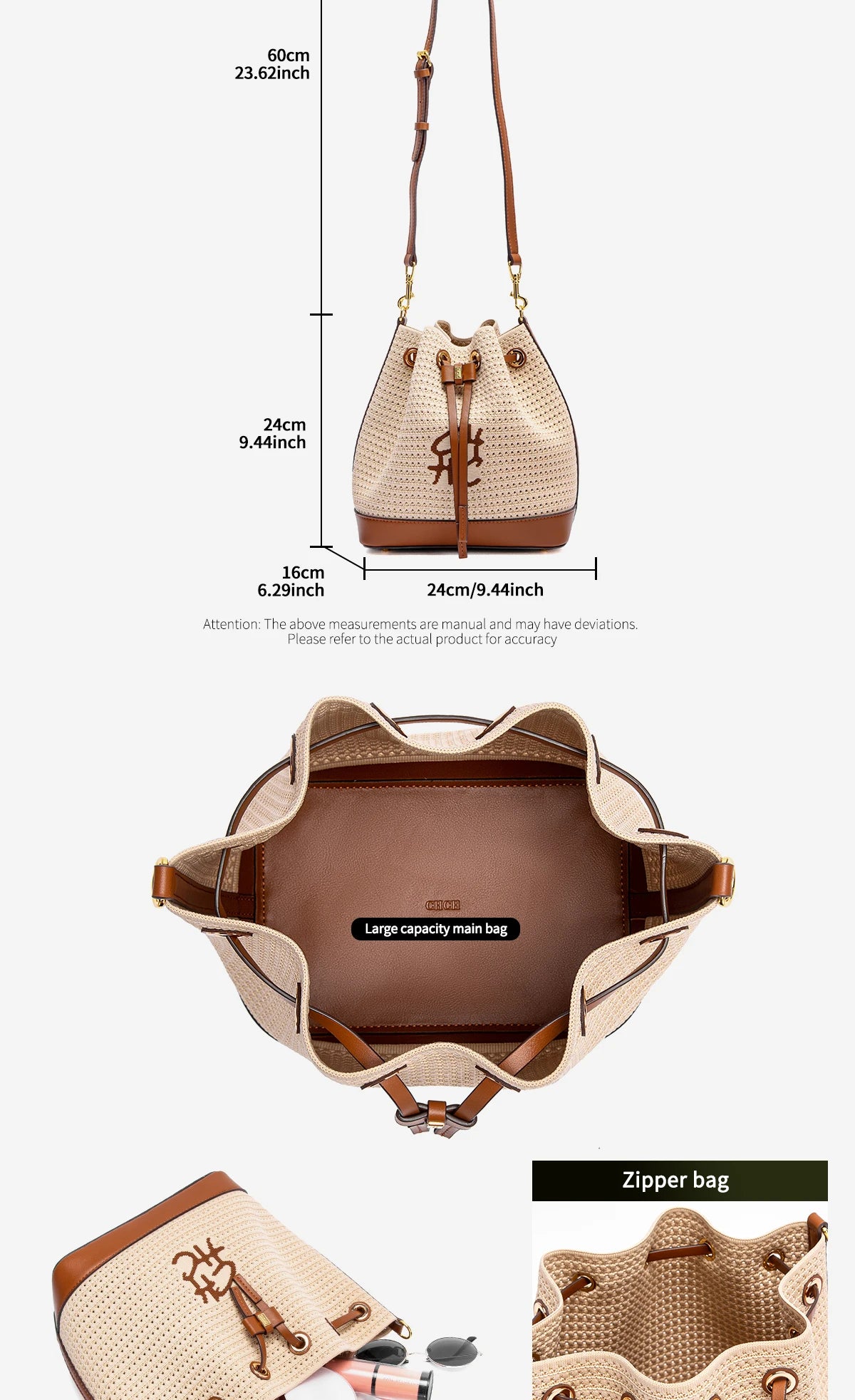 Spring Fabric Splicing Bucket Shoulder Bag