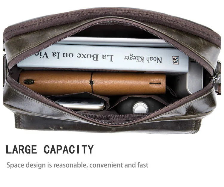 BULLCAPTAIN Men's Genuine Leather Messenger Bag