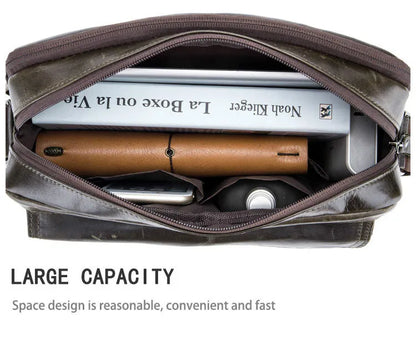 BULLCAPTAIN Men's Genuine Leather Messenger Bag