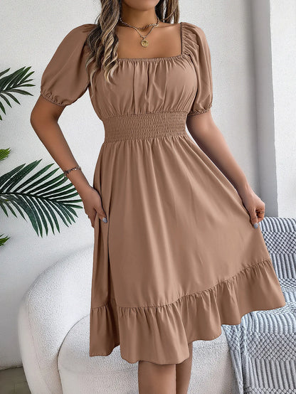 Women's Square Neck Ruffle Dress