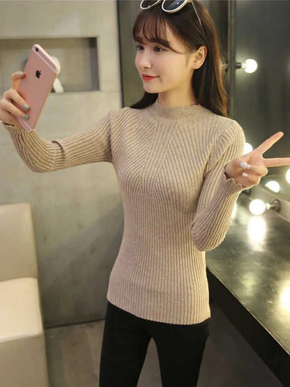 2025 Autumn Mock Neck Ruffle Sweater