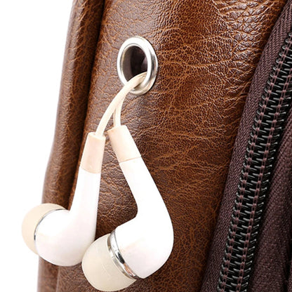 Men's USB Leather Crossbody Chest Bag