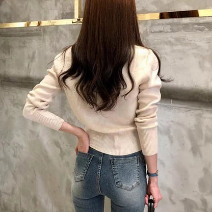AOSSVIAO Autumn Knitted Cardigan – Chic Korean Slim Fit Sweater