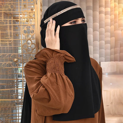 Black Beading Chiffon Niqab for Women