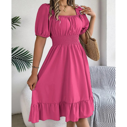 Women's Square Neck Ruffle Dress