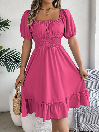 Women's Square Neck Ruffle Dress