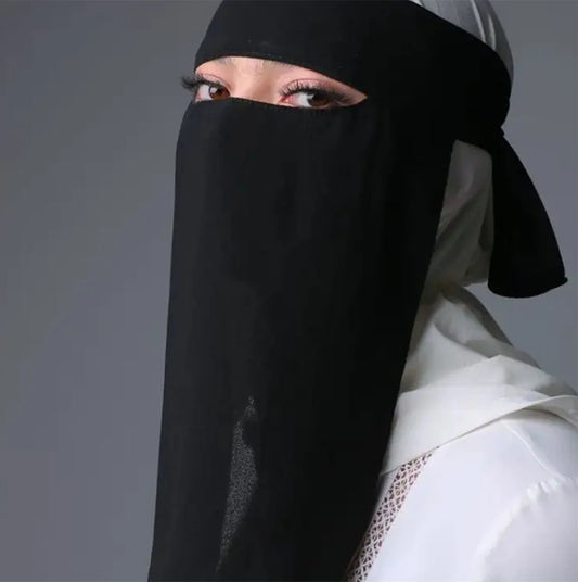 Black Beading Chiffon Niqab for Women