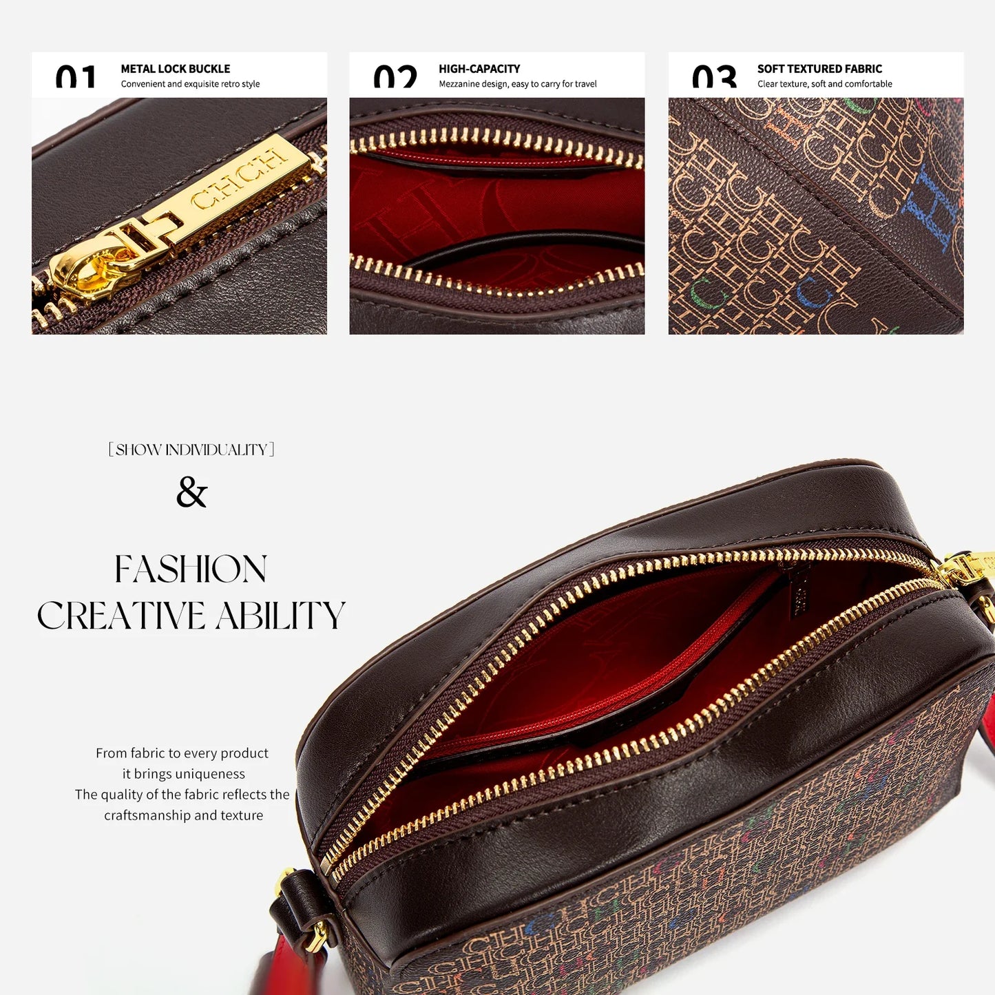 Classic Print PVC Shoulder Bag