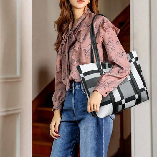 Plaid Large Capacity Shoulder Bag