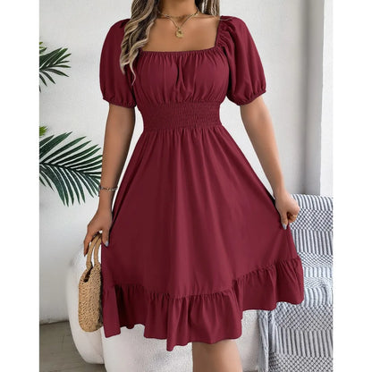 Women's Square Neck Ruffle Dress