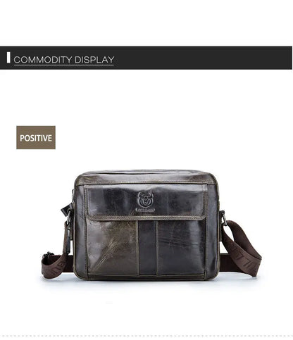 BULLCAPTAIN Men's Genuine Leather Messenger Bag