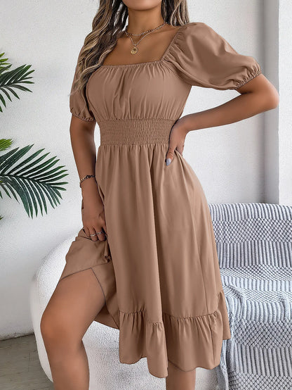 Women's Square Neck Ruffle Dress