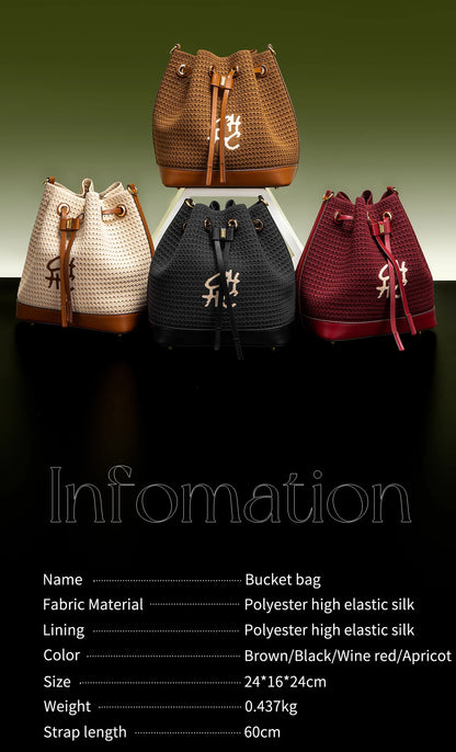 Spring Fabric Splicing Bucket Shoulder Bag