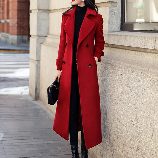 Woolen Long Trench Coat