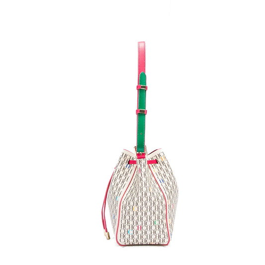 Letter Print Drawstring Bucket Bag