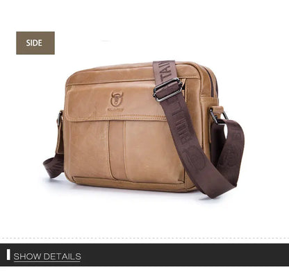 BULLCAPTAIN Men's Genuine Leather Messenger Bag