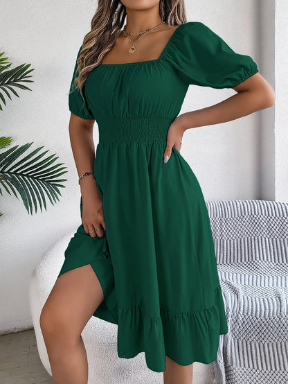 Women's Square Neck Ruffle Dress