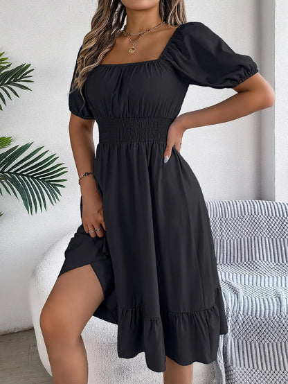 Women's Square Neck Ruffle Dress