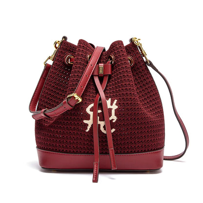 Spring Fabric Splicing Bucket Shoulder Bag